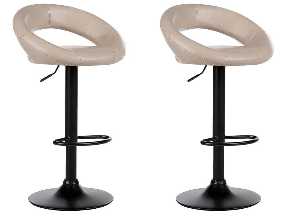 Beliani Sada 2 barových stoličiek z umelej kože svetlobéžová PEORIA II